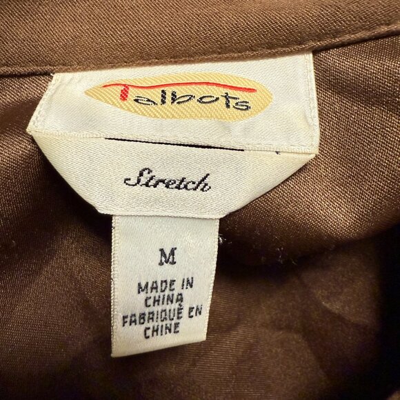 Talbots Women’s Stretch Fall Vibes Blouse Brown Medium Goblincore SZ Medium - Picture 4 of 8